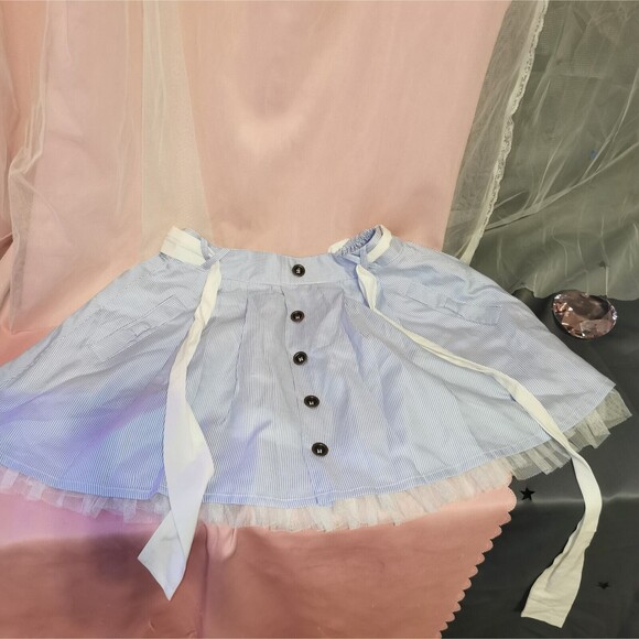 Ank Rouge Mini Skirt Women's Small Blue White Ruffle Boho Party Casual Boho Cute - Picture 5 of 11